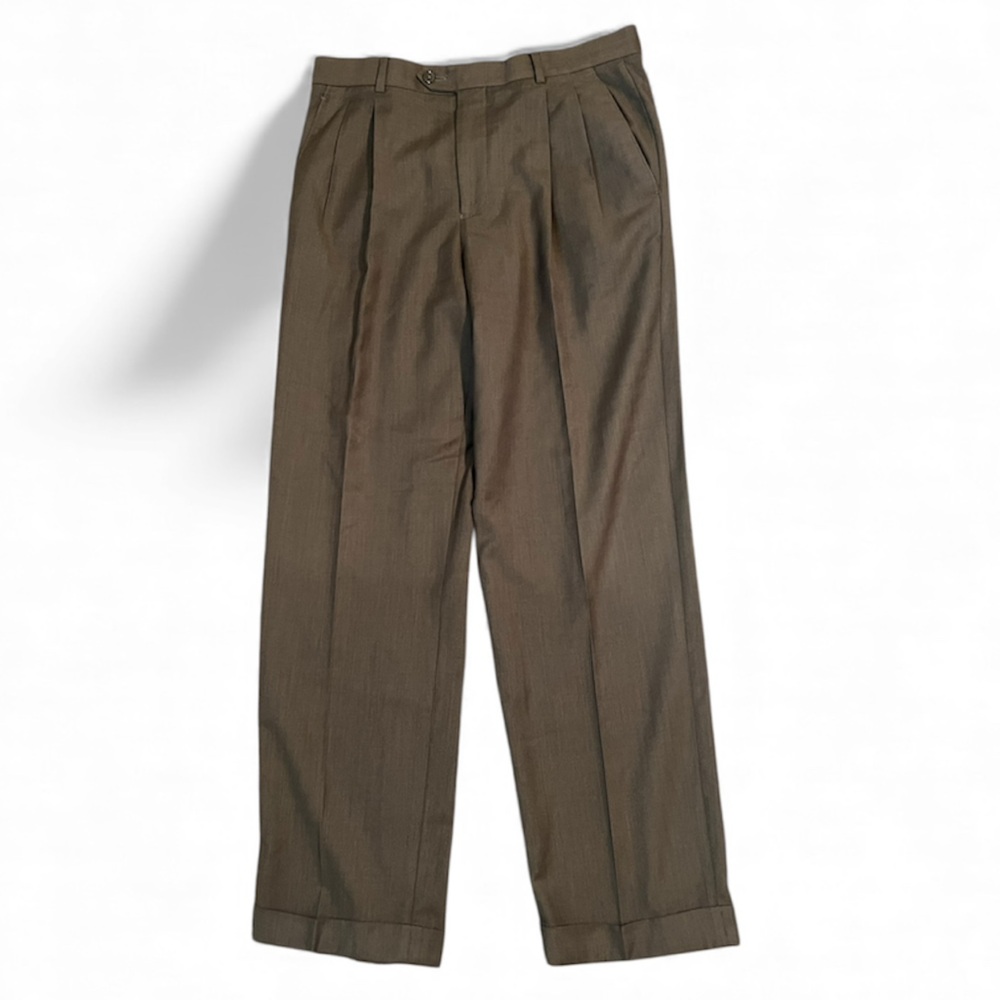 Santorelli Men's Romeo 100% Virgin Wool Luxury Serge Dress Pants brown Italy 33